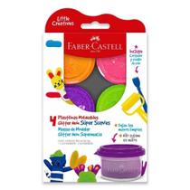 Massa de Modelar com Brilho Neon Supermacia 4 Peças Little Creatives FABER-CASTELL
