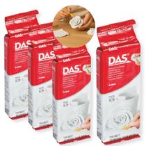 Massa de Modelar DAS Branca Kit 4un 250g By Fila para Artesanato Esculturas