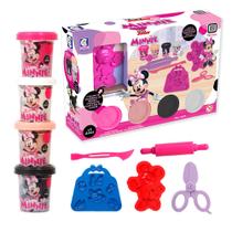 Massa de Modelar Infantil Escolar Molde Minnie Kit 9 Itens