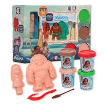 Massa De Modelar Molde Moana e Maui 4 Potinhos Coloridos