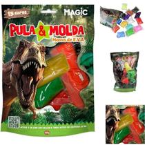 Massa de Modelar Pula e Molda Dino 150g 15 Cores Atóxica Massa de Modelar Pula e Molda Dino 150g 15 Cores Atóxica