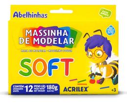Massa de modelar Soft 180g com 12 cores - Acrilex