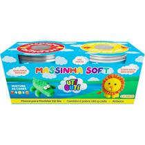 Massa de modelar Soft Uti Guti com 2 potes de 140g cada, amarela e vermelha