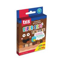 Massa De Modelar Supersoft 90G Conjunto C/6 Cores Tons de Pele Tris