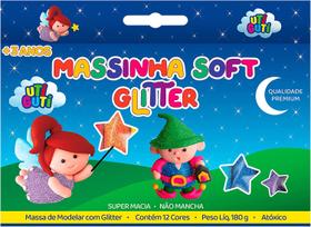Massa de modelar UtiGuti glitter com 12 cores 180g