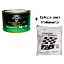 Massa De Polir Branca Nº 2 500g Gitanes Extra Fina + Estopa polidora