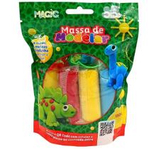 Massa modelar 6 cores + 3 moldes + 1 rolinho dino Massa modelar 6 cores + 3 moldes + 1 rolinho dino