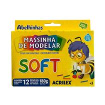 Massa Modelar C/12 Cores Soft 180grs - Acrilex Massa Modelar C/12 Cores Soft 180grs - Acrilex