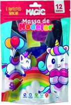Massa modelar c moldes +1rolo+12 cores 300gr unicornio. - Magic Kids