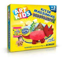 Massa para modelar criativa art kids dinossauro 3 vermelho acrilex