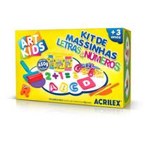 Massa para modelar criativa art kids letras e numeros 450g acrilex