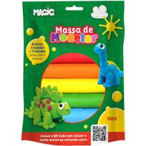 Massa para Modelar Criativa Dinossauro - 6 Cores, 150G com Acessórios Massa para Modelar Criativa Dinossauro - 6 Cores, 150G com Acessórios