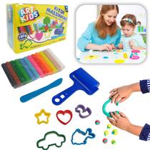 Massa Para Modelar Kit Com 12 Massinhas + Moldes 180gr Massa Para Modelar Kit Com 12 Massinhas + Moldes 180gr