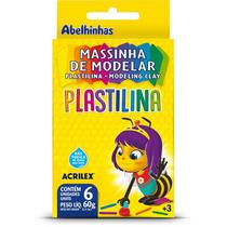 Massa para modelar plastilina c/06 cores 90g acrilex