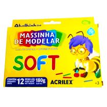 Massa Para Modelar Soft 12 Cores - Caixa 180 gr - Acrilex (Não Tóxica) Massinha Para Modelar