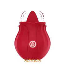 Massageador com língua formato rosa recarregável Massageador com língua formato rosa recarregável