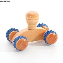 Massageador Corporal Madeira Anti-stress Carrinho Rolo Rodas