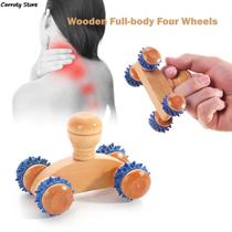 Massageador Corporal Madeira Anti-stress Carrinho Rolo Rodas