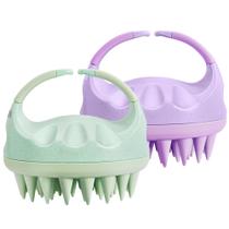 Massageador de couro cabeludo HEETA com cerdas macias de silicone verde e roxo Massageador de couro cabeludo HEETA com cerdas macias de silicone verde e roxo