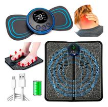 Massageador Ems Kit Tapete Pés + Pescoço Coluna Perna Lombar