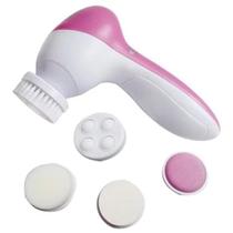 Massageador escova facial esfoliador eletrica limpeza de pele esponja automatica corpo rosto 5 em 1 acessorios completo