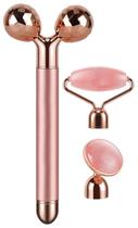 Massageador facial DANGSHAN 3 em 1 Electric Jade Roller Rose Quartz Massageador facial DANGSHAN 3 em 1 Electric Jade Roller Rose Quartz