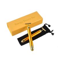 Massageador Facial De Rolo Efeito Lifting Vibração Cor Gold