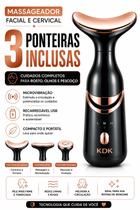Massageador Facial e Cervical Recarregável USB 3 Ponteiras Microvibração para Rosto Olhos e Pescoço Skincare Massageador Facial e Cervical Recarregável USB 3 Ponteiras Microvibração para Rosto Olhos e Pescoço Skincare