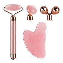 Massageador facial e conjunto Gua Sha SSGP 4 em 1 de quartzo rosa