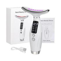 Massageador Facial E De Pescoço Com Terapia De Luz LED Em 7 Cores, 3 Níveis Ajustáveis, Massageador Facial E De Pescoço Com Terapia De Luz LED Em 7 Cores, 3 Níveis Ajustáveis,