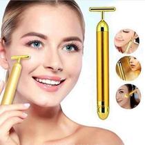 Massageador Facial Elétrico Gold 24K Harmonização Anti-Rugas