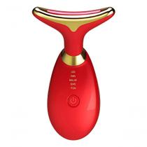 Massageador Facial Elétrico Pescoço Face Firmeza Usb Vermelho - SHOPMIX