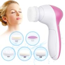 massageador facial esfoliante skin care rosa - 5 in 1