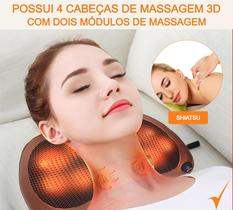 Massageador Pescoço Cervical Shiatsu Ombro Relaxamento Forte Veicular 8 Esferas - Dor Lombar e Coluna Shiatsu