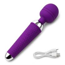 Massageador Pessoal Elétrico Recarregável USB, Silicone Macio, 10 Modos, Compacto e Silencioso, Ideal Relaxamento e Autocuidado, Roxo