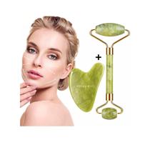Massageador Roller Facial Pedra Jade + Guasha Pedra Nlatura