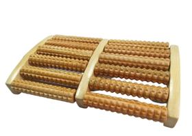 Massageador Rolo Em Madeira Para Dois Pés Relax Circulação