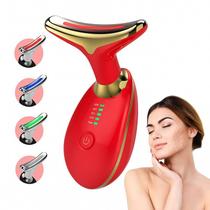 Massageador Vermelho Aparelho Recarregável para Tratamento Facial Led Lift Desligamento automático Aquecimento até 45C
