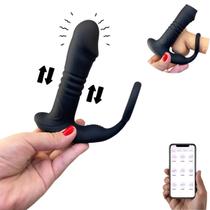 Massageador Vibrador de Próstata Vai e Vem com Anel Peniano via Aplicativo