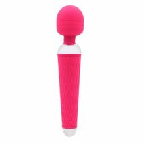 Massageador Vibratório Corporal Varinha Mágica 10 Vibrações Portátil Rosa