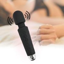 Massageador Vibratório Silicone 20cm Rosa 20 Padrões Recarregável USB Massageador Vibratório Silicone 20cm Rosa 20 Padrões Recarregável USB