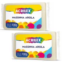 Massinha Argila Acrilex 100gr Cor Natural com 2 Unidades