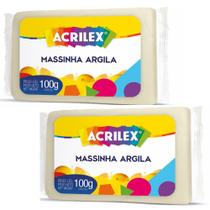 Massinha Argila Acrilex 100gr Cor Natural com 2 Unidades