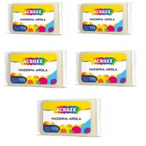 Massinha Argila Acrilex 100gr Cor Natural com 5 Unidades Massinha Argila Acrilex 100gr Cor Natural com 5 Unidades