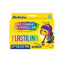 Massinha De Modelar Acrilex Plastilina 12 Cores 180g