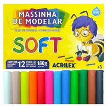 Massinha de Modelar Acrilex Soft Abelinhas 12 Cores 180g