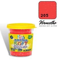 Massinha de Modelar Acrilex Soft Glitter 150g Vermelho