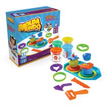 Massinha De Modelar Brinquedo Infantil 4 Cores Confeitos Para Crianças 11 Peças Espátulas Pratinhos