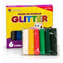 Massinha de Modelar Colorida 6 Cores 90g com Glitter Divertida Massinha de Modelar Colorida 6 Cores 90g com Glitter Divertida