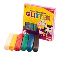 Massinha De Modelar com glitter 6 Cores 90g Didático Alcalex